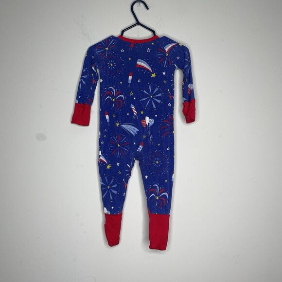 Little Sleepies Zippy Infant 3-6 Month Blue Red Firecracker Bamboo July Sleeper - Picture 6 of 7
